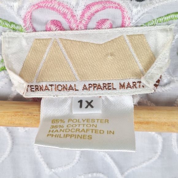 Womens Top 1X White Boho Embroidered Floral Sheer Festival Artsy Kimono Cardigan - Picture 2 of 7